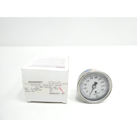 Ashcroft 2-1/2IN 1/4IN 0-300PSI NPT PRESSURE GAUGE 25-1009-SWL-02B-300#